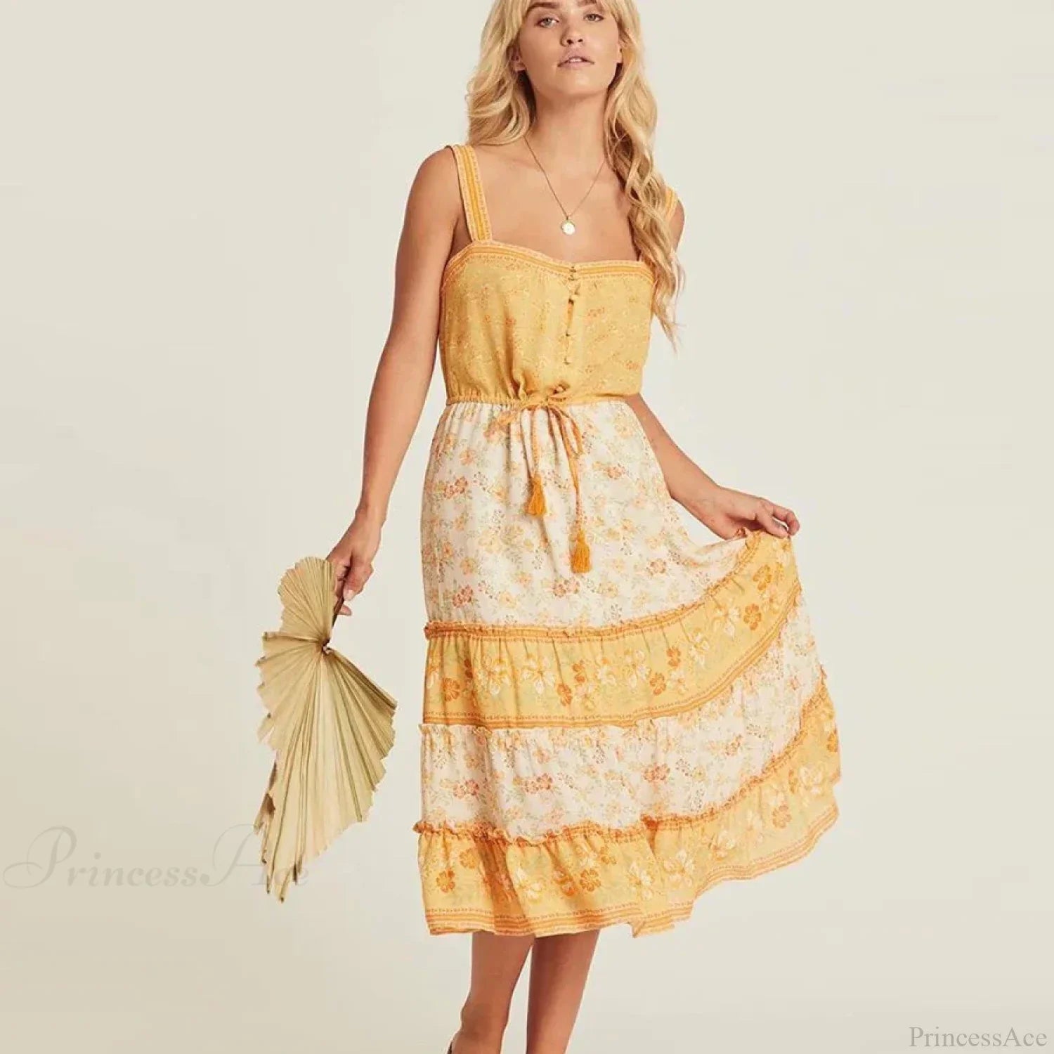 Boho Sundress Sexy Sleeveless Strap Rayon Floral Beach Dress