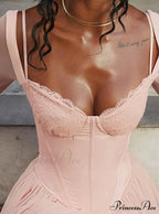Bombshell Long Sleeve Bustier Graceful Corset Frill Mini Dress