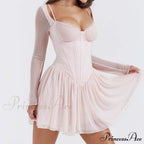 Bombshell Long Sleeve Bustier Graceful Corset Frill Mini Dress