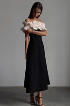 Haydée Exclusive Off the Shoulder Maxi Dress with Ruffles Statement Occasion Edit