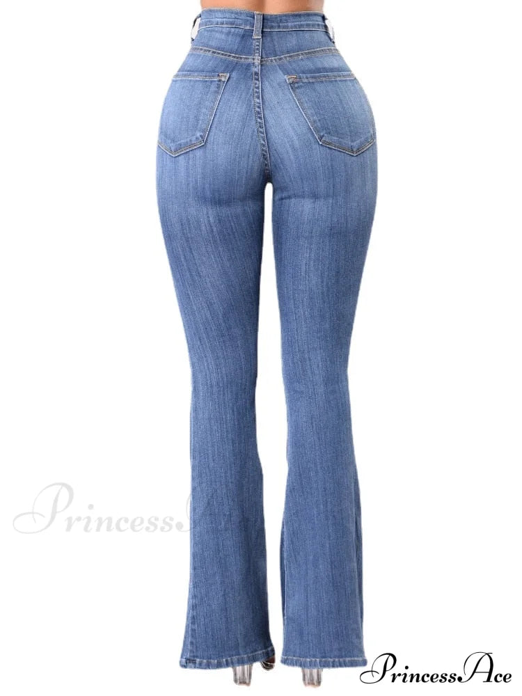 Bottom Denim Waist Flare Warm-Season Sexy Jean Push Bell Lady Women for Trousers High Pants Skinny Up Jeans Spring