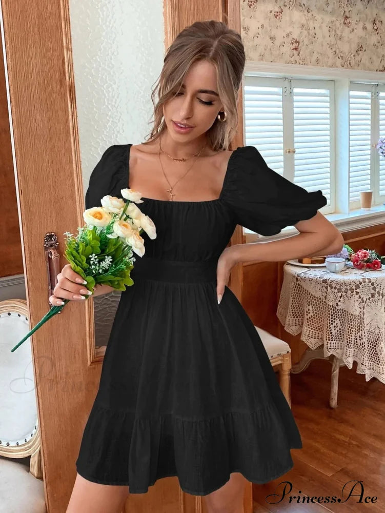 BOW BACKPACK SQUARE NECK DRESS