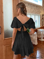 BOW BACKPACK SQUARE NECK DRESS