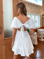 BOW BACKPACK SQUARE NECK DRESS