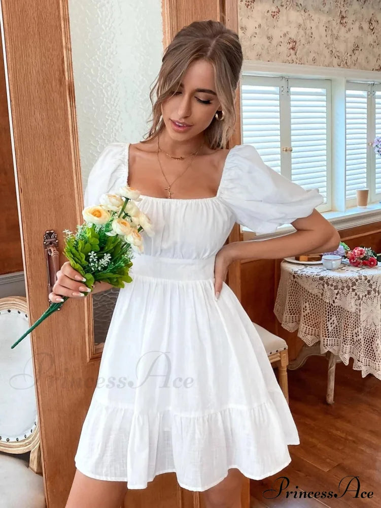 BOW BACKPACK SQUARE NECK DRESS