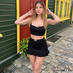 Bow Bralette And Charming Mini Skirt Set