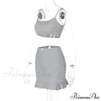 Bow Bralette And Charming Mini Skirt Set
