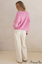 Bow Jacquard Crew-Neck Loose Casual Sweater