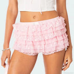 Bow Lace Trim Harajuku Short