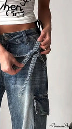 Bow Tie Strap Wide Leg Jeans