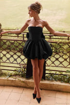 Bowknot Strapless Strappy Slit Mini Party Dress