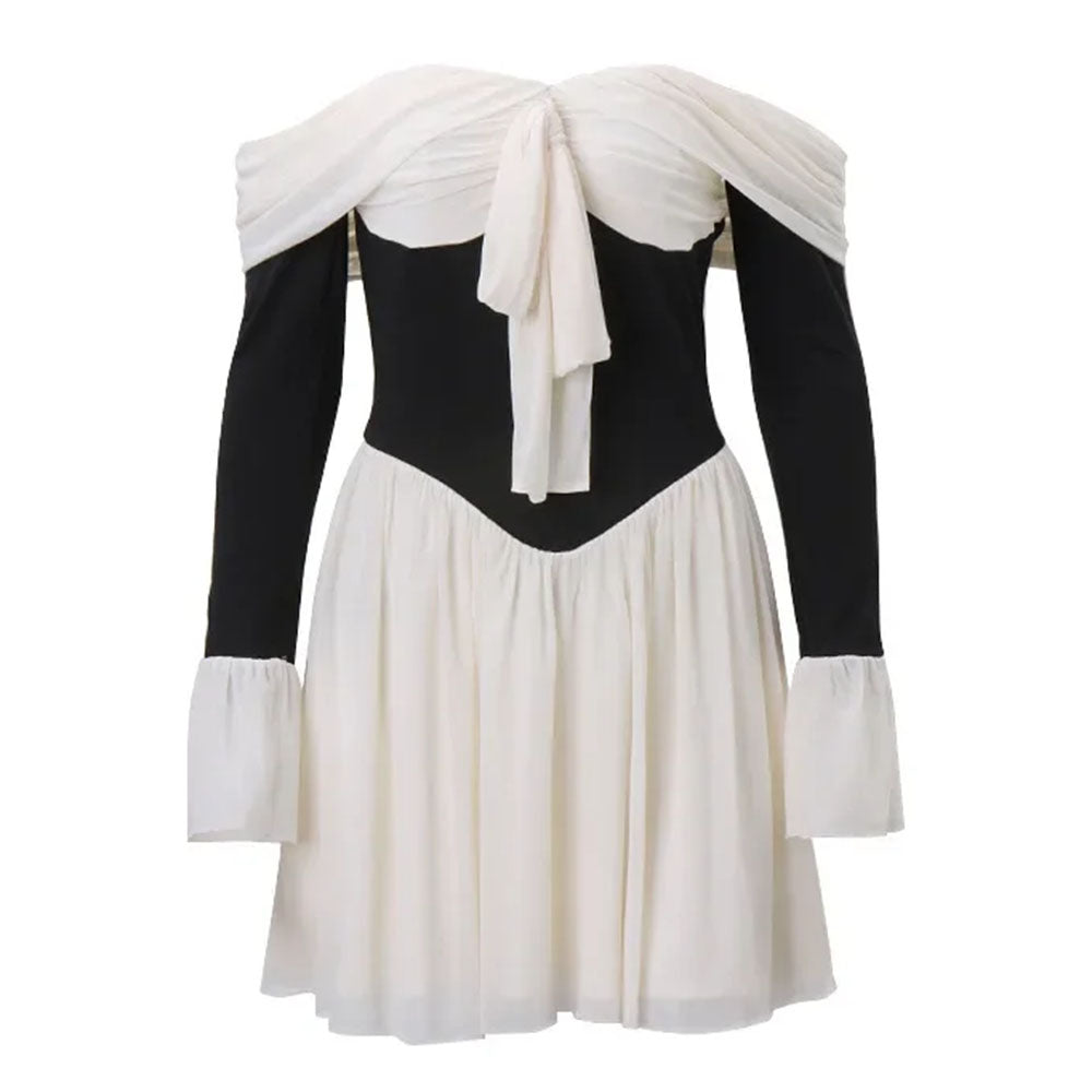 Mademoiselle Bow Off Shoulder Dress