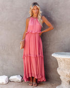 Brave Soul Pocketed Halter Maxi Dress Rosewood