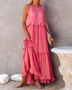 Brave Soul Pocketed Halter Maxi Dress Rosewood