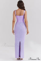 Breeze Orchid Satin Charming Corset Maxi Dress