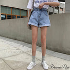 Brief Warm-Season Casual Waist Fashion Elastic Leg Women High Jeans Shorts Waist Denim Wide Loose Size Plus Female