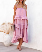 Brisbane Tiered Tassel Midi Dress Mauve
