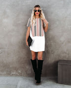 Britain Contrast Knit Poplin Dress FINAL