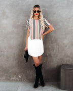 Britain Contrast Knit Poplin Dress FINAL