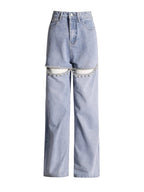 Brithany Hollow Out Diamond Denim Pant