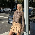 Brown Biker Stylish Faux Leather Jacket