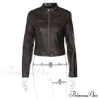 Brown Biker Stylish Faux Leather Jacket