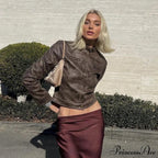 Brown Biker Stylish Faux Leather Jacket