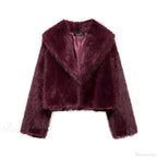 Brown Lapel Fluffy Coat