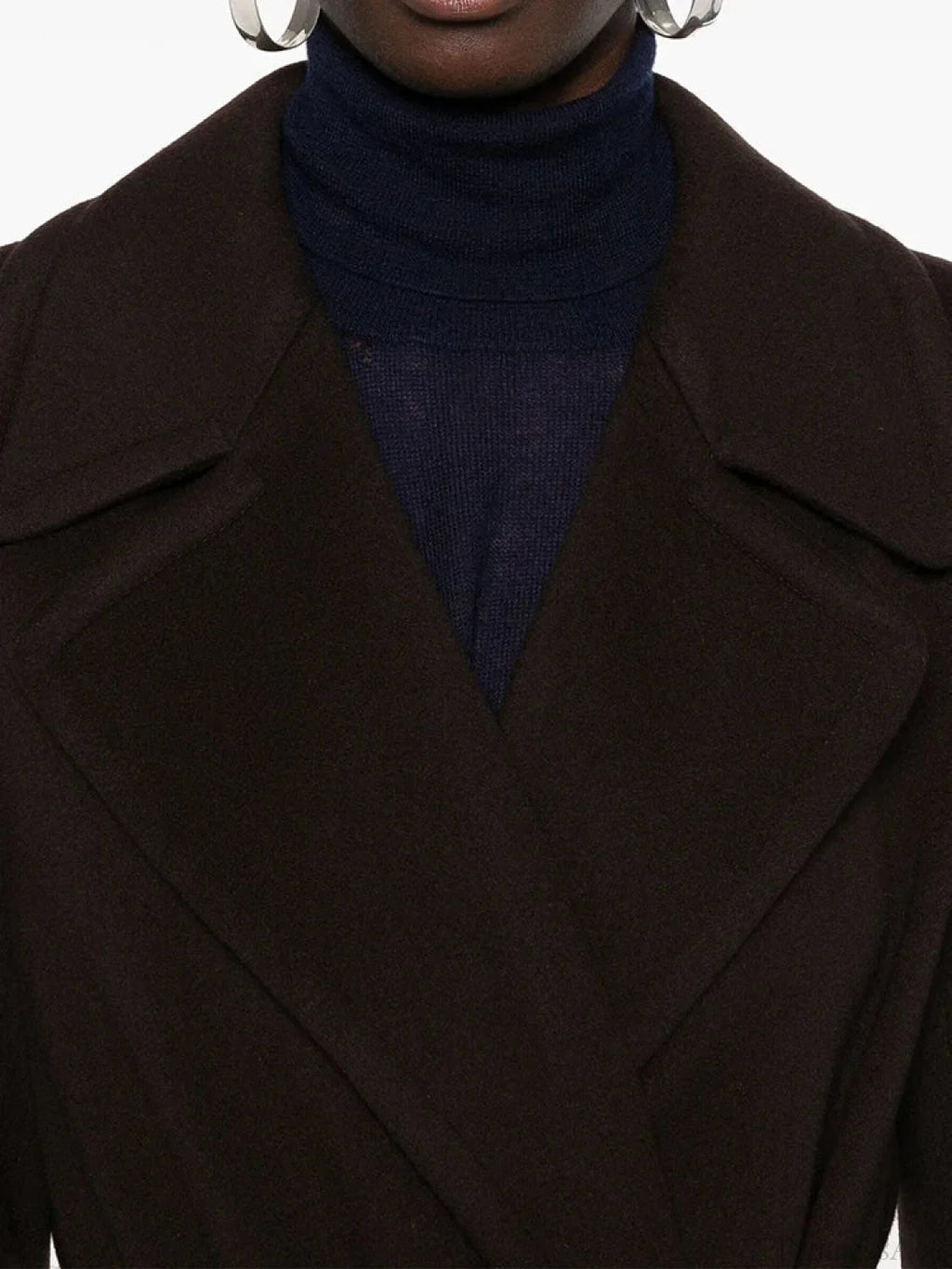 Brown Woolen Lapel Slim Overcoat