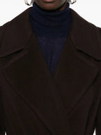 Brown Woolen Lapel Slim Overcoat