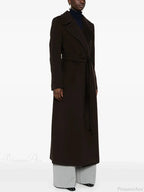 Brown Woolen Lapel Slim Overcoat