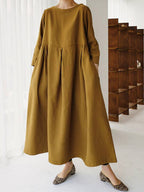 Isabel Timeless Loose Linen Dresses with Side Pockets Designer Dress Edit