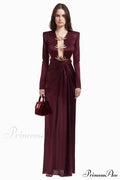 Buckle Detailed Stylish Draped Maxi Dress