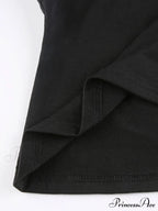 Buckle Strap Black Trendy Bodycon Crop Top