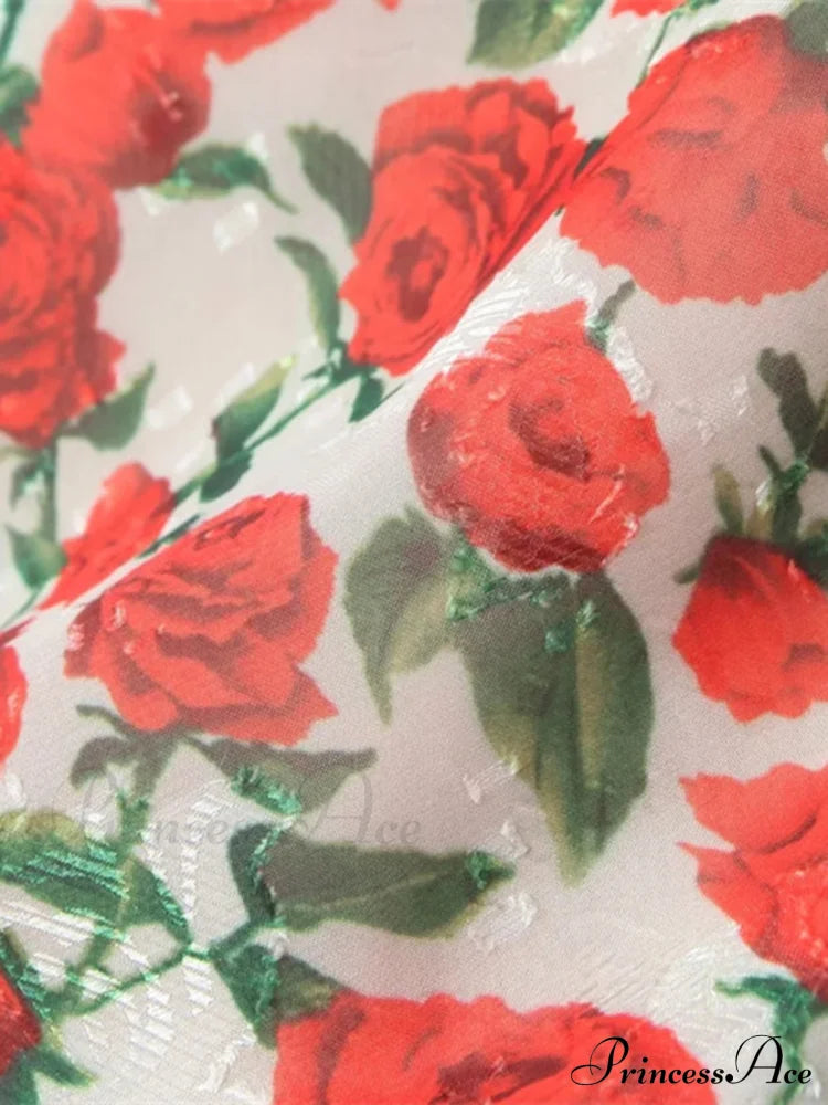Bulgaria Roses Floral Trendy Backless Mini Dress