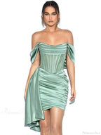 Burgundy Draping Off Shoulder Corset Sexy Velvet Slim Bodycon Mini Party Dress