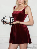 Burgundy Mini Sexy Elegant Party Dress