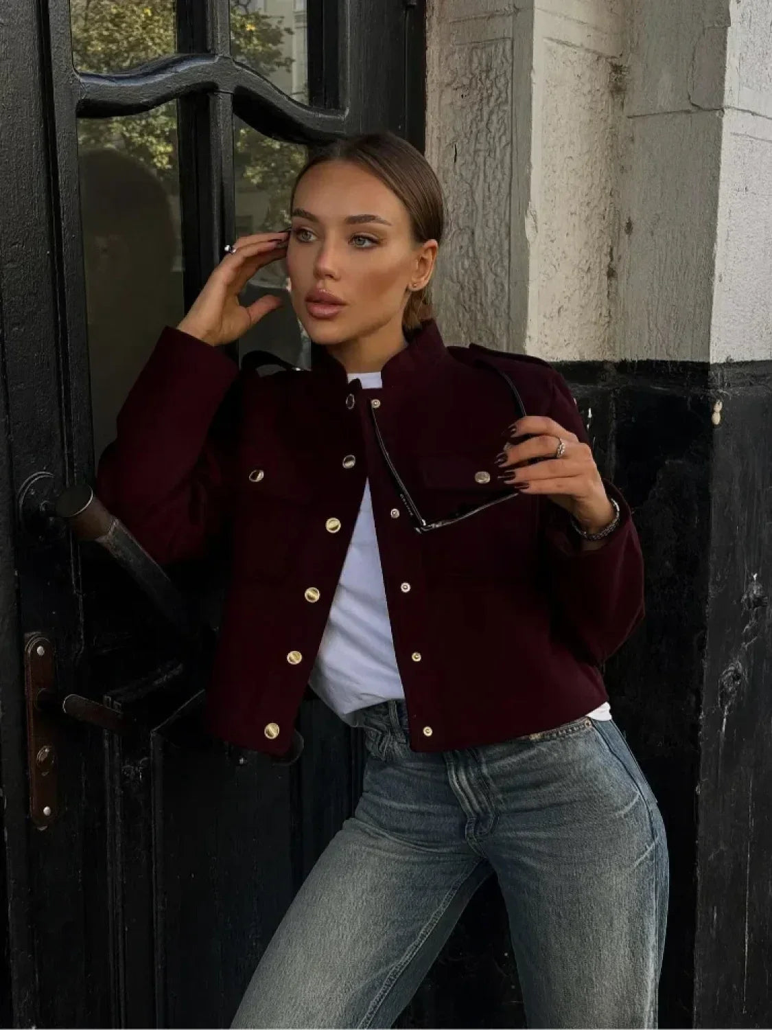 Burgundy Single Breasted Suit Coat
