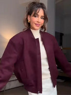 Burgundy Zipper Short Coat