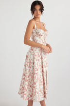 Cecilia Elegant Bustier Summer Dress with Print for Women