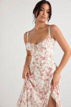 Cecilia Elegant Bustier Summer Dress with Print for Women