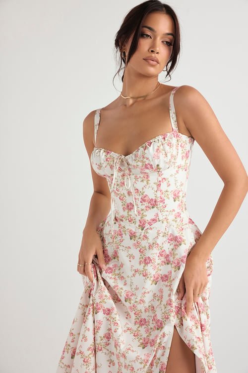Cecilia Elegant Bustier Summer Dress with Print for Women