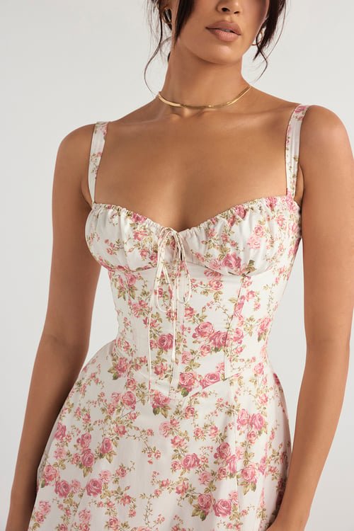 Cecilia Elegant Bustier Summer Dress with Print for Women