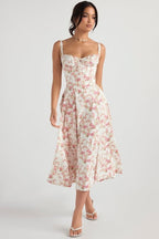 Cecilia Elegant Bustier Summer Dress with Print for Women