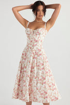 Cecilia Elegant Bustier Summer Dress with Print for Women