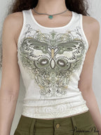 Butterfly Charm Graceful Silver Bandeau Top