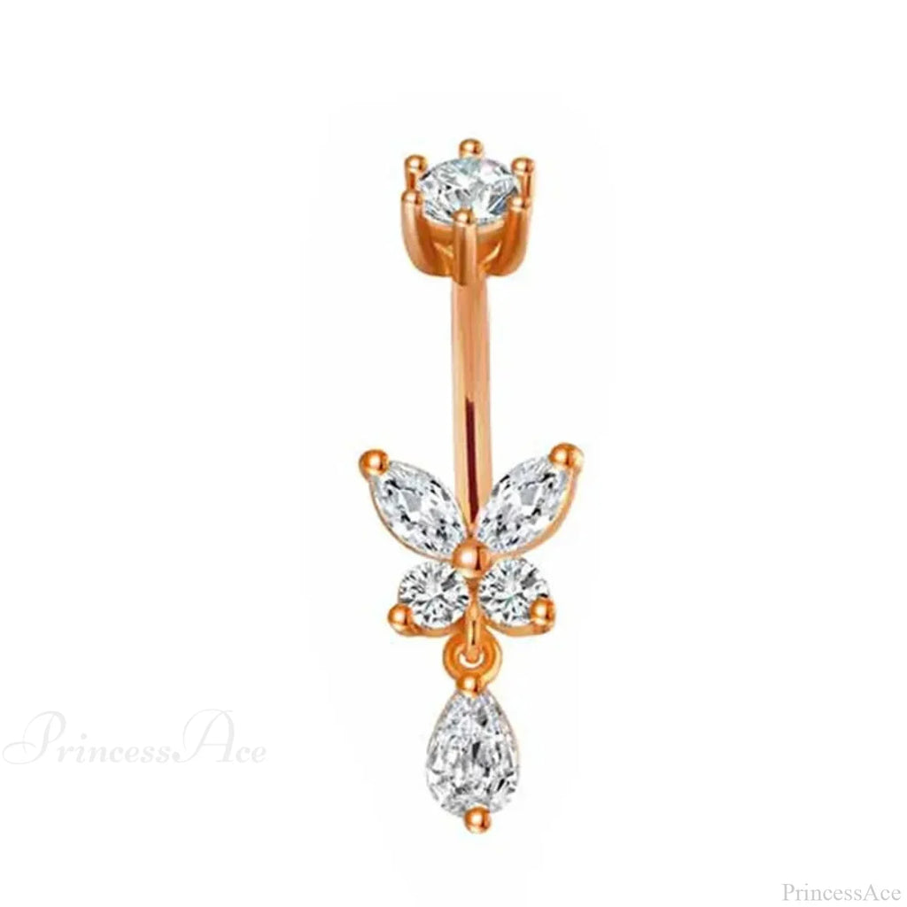 Butterfly CZ Sparkling Gothic Belly Ring