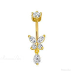 Butterfly CZ Sparkling Gothic Belly Ring