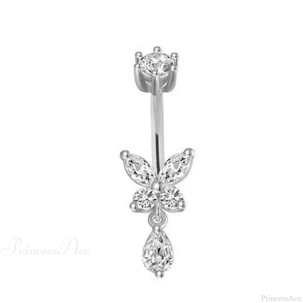Butterfly CZ Sparkling Gothic Belly Ring