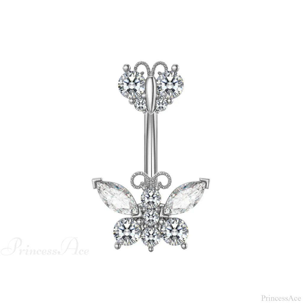 Butterfly CZ Sparkling Gothic Belly Ring